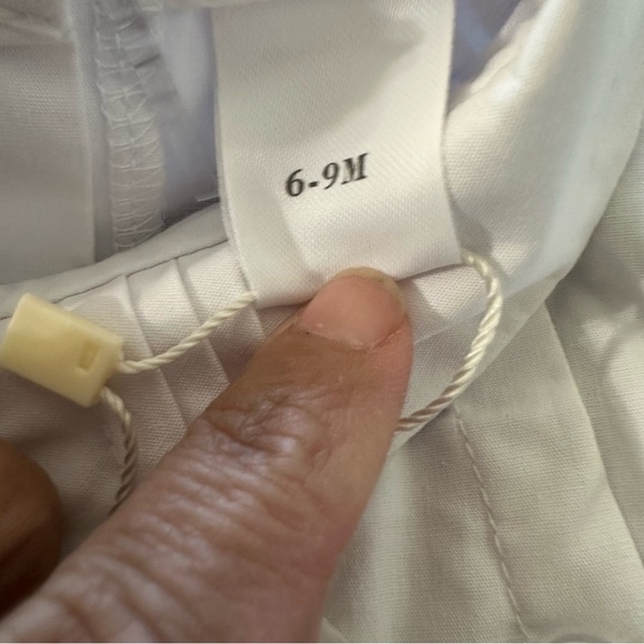 White Textured Baptism Jumpsuit with Short Sleeves - Picture 4 of 5